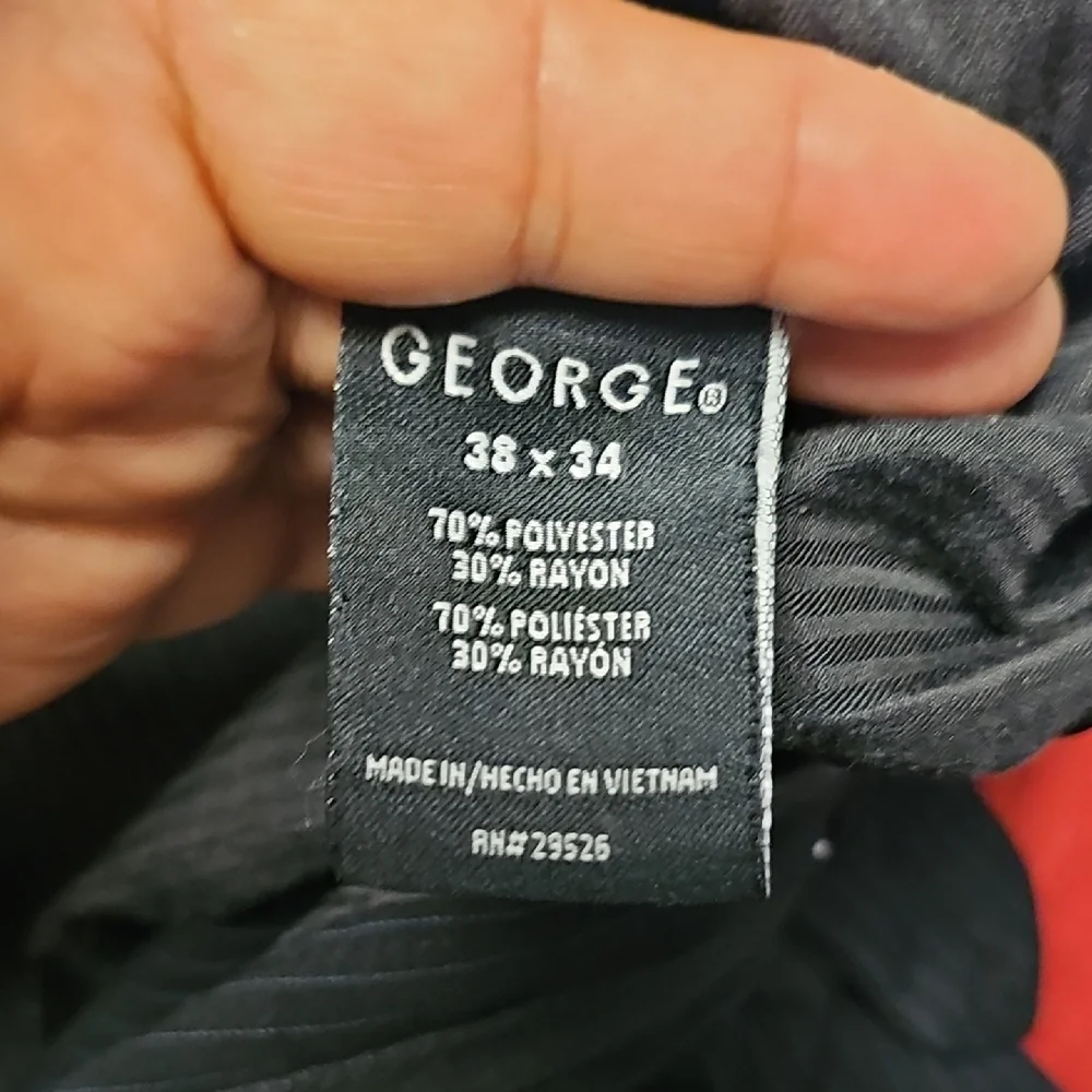 George Men's Black Striped Dress Pants